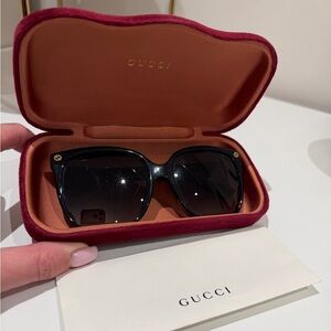 Gucci Black Women's Square Oversized Sunglasses